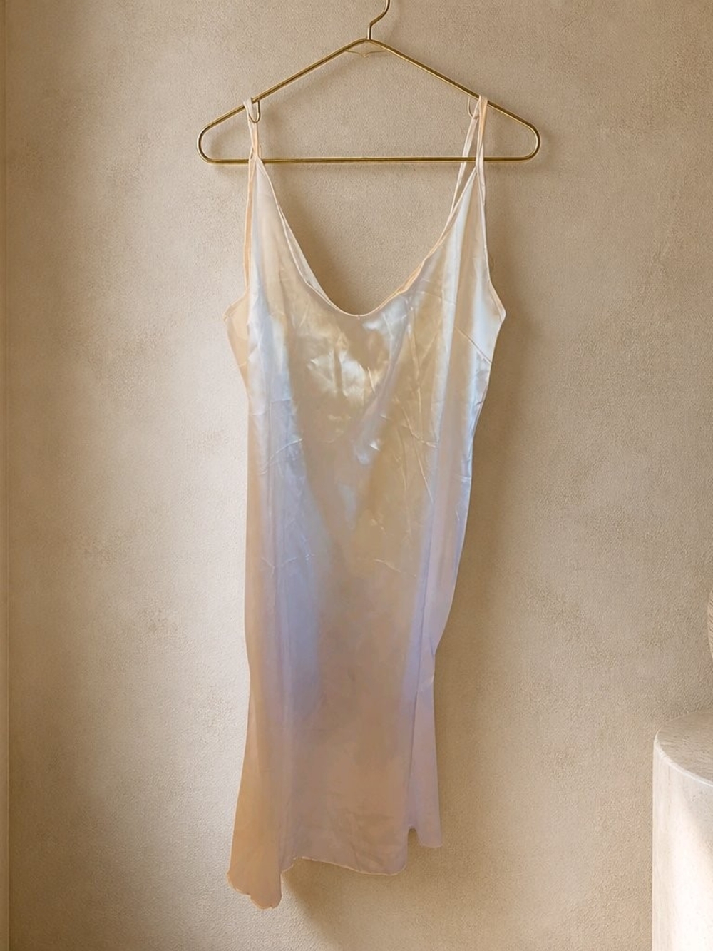 Minimal Satin Slip Dress in Ivory-Cream